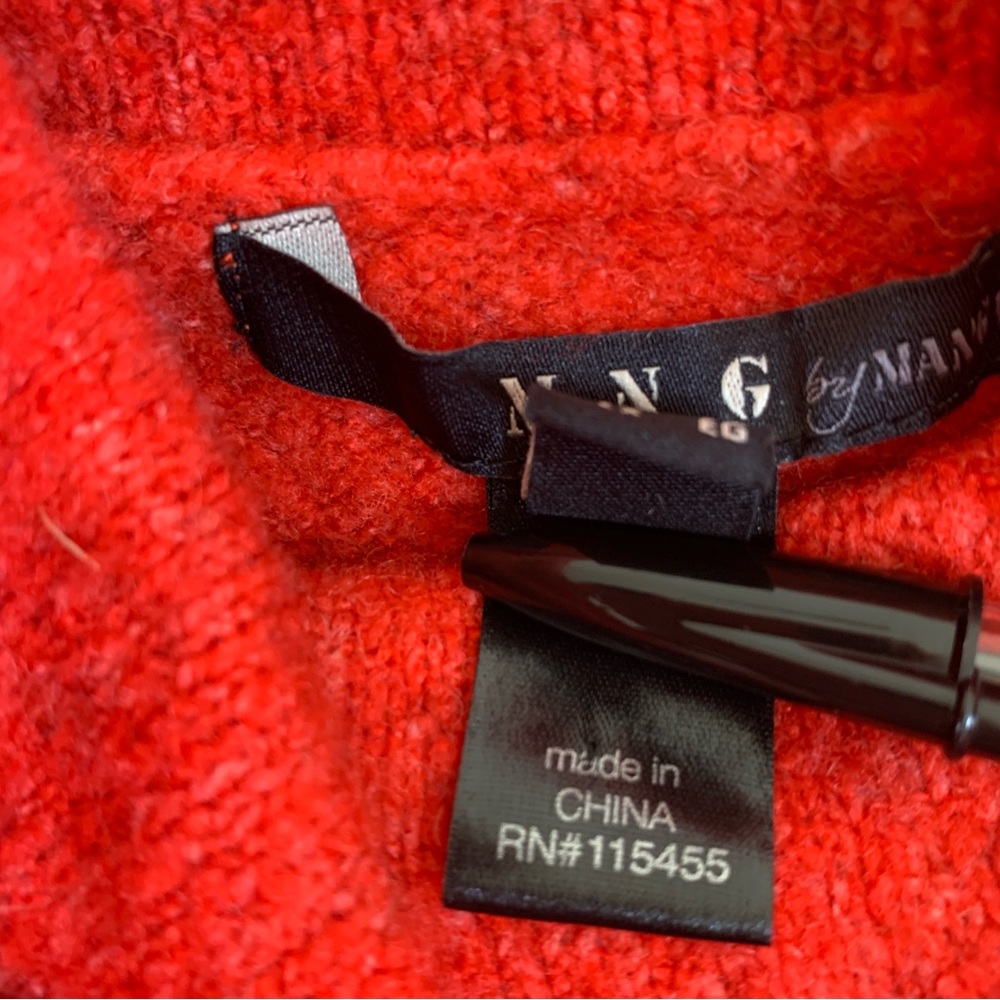 MNG By Mango Women's Size XL Red Long Sleeve Buttoned Turtleneck Knit Sweater - Picture 5 of 10